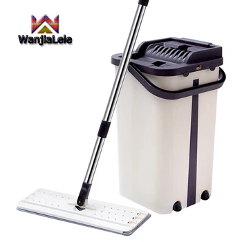 

Flat squeeze mop Hand-free washing magic automatic 360°spin lazy mops Squeeze self-wring bucket cleaner Household cleaning tools