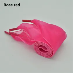 Elegant Wide White Chiffon Shoelaces with Silk Bow - 160cm (Rose Red)