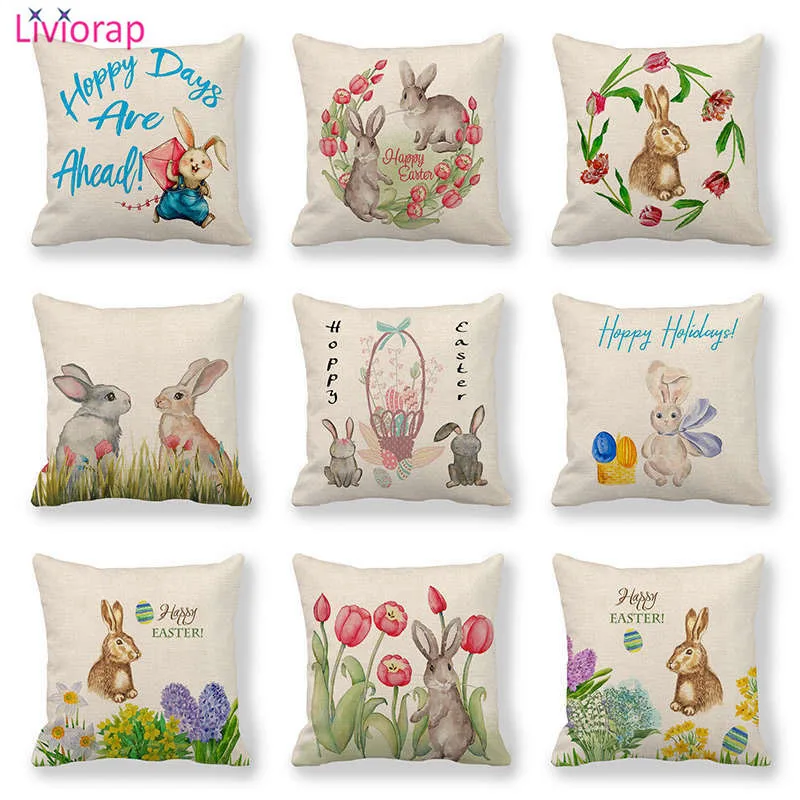 

Liviorap Happy Easter Decorations For Home Bunny Easter Eggs Polyester Pillowcase Party Decorations Easter Rabbit Decor Gift