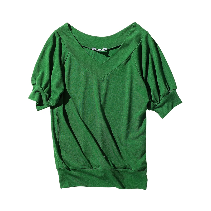Dabuwawa женские сексуальные футболки с v-образным вырезом новые летние футболки с коротким рукавом Свободные топы белые/черные/зеленые DN1BTS012 - Цвет: Зеленый
