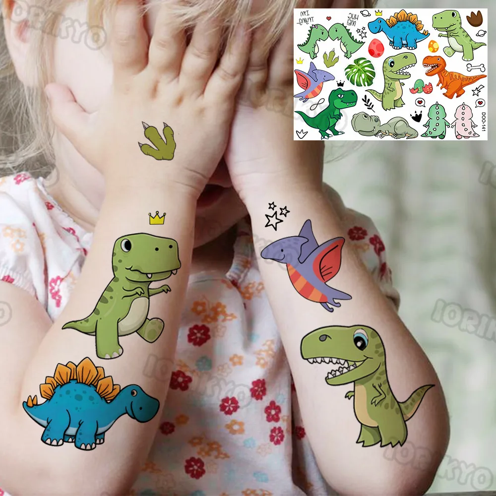 Cartoon Cat Dinosaur Temporary Tattoo For Kids Baby Boy Girl Fake Cute TRex  Tattoos Sticker Watercolor Fun Tatoos Face Neck Arm