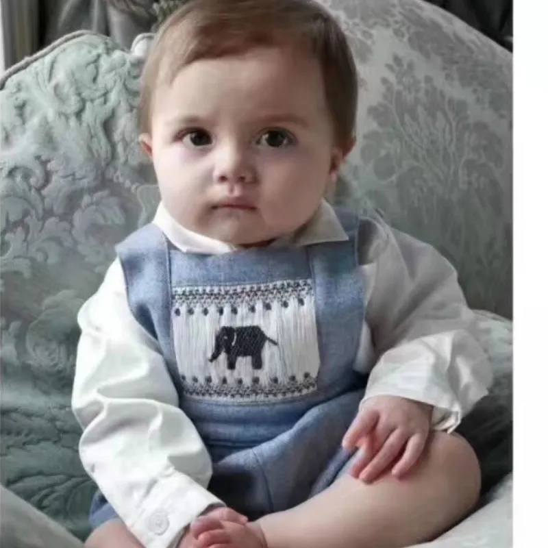 Осенний испанский бутик детской одежды, шерстяные штаны с ремнем+ рубашка, 2 предмета, детская одежда в британском стиле штаны для мальчиков 0-3 лет