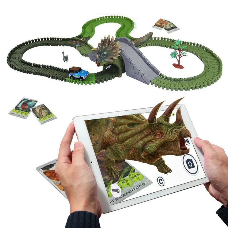 

3D Model Triangular Dragon Soft Camera Track Car Children Electric Educational Camera Track Toy Car Smart AR Electric Toys