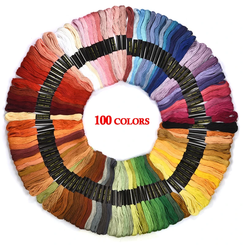 50 Multi Colors Cross Stitch Cotton Sewing Skeins Embroidery Thread Floss Kit 