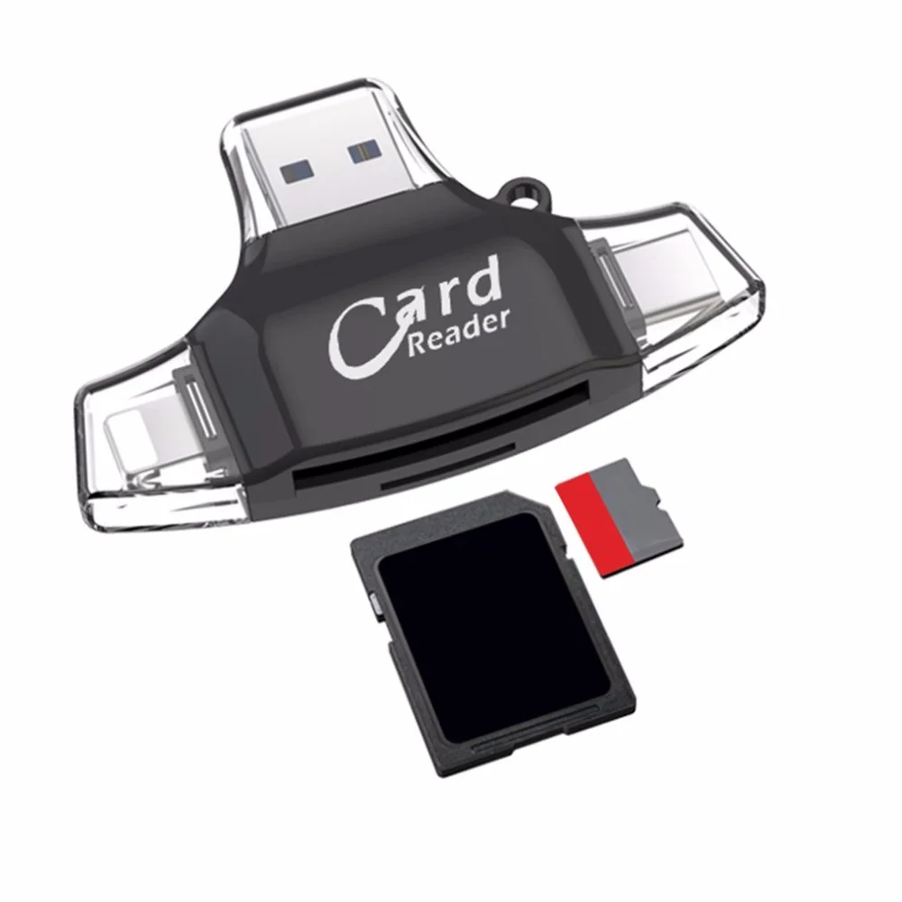 4 в 1 Многофункциональный кард-ридер type-C USB разъем OTG концентратор адаптер TF флэш-карта памяти ридер