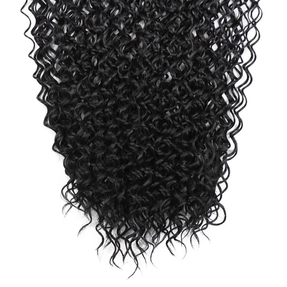 Beauty On Line Synthetic Clip in High Temperature Fiber Hair Extensions Jerry Curly 7 Pieces/Lot 22Inches Natural Black Color