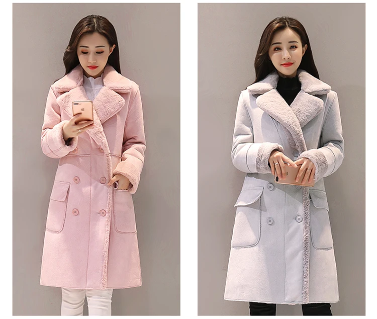 Winter Velvet Suede Jacket Coats Women Winter Outerwear Fashion Coat Thick Warm Faux Sheepskin Long Casual Female Overcoat