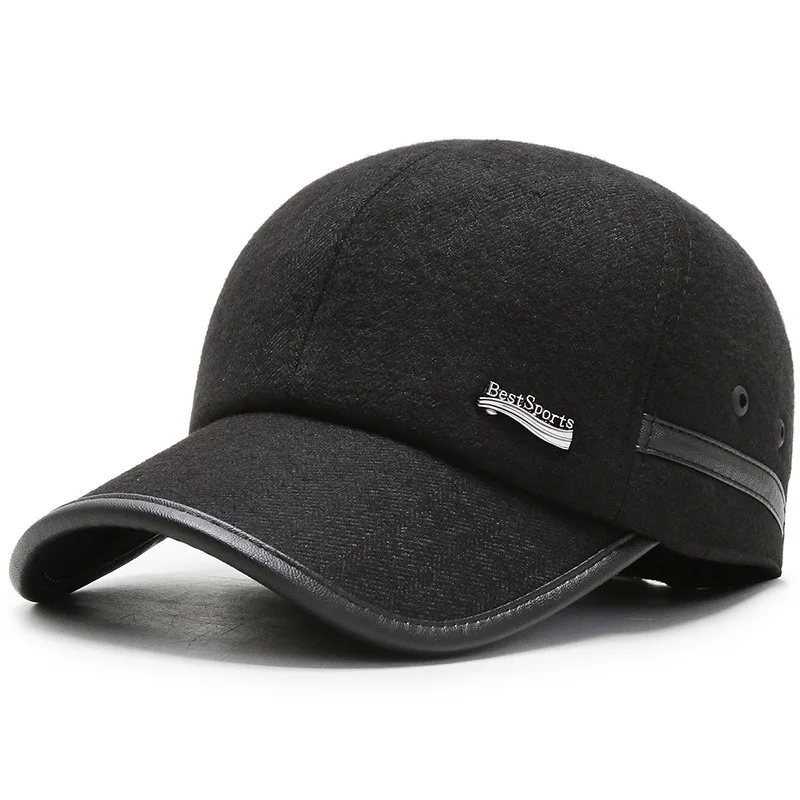 [NORTHWOOD] Бренд мужской зимней бейсболке теплые шляпы Snapback сгущает мужская бейсболка с ушами на открытом воздухе шляпа дальнобойщика Gorra - Цвет: Черный