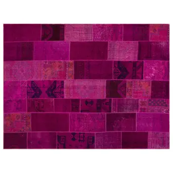 

Handmade Fuchsia Vintage Overdyed Patchwork Area Rug 272x358 Cm-8'11''X11'9''