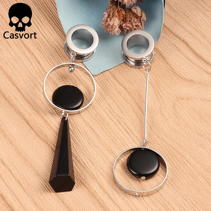 Casvort, 2 шт., пирсинг для ушей, расширитель, туннель, заглушка, Висячие шпильки, ушные измерители, носилки, модные украшения для пирсинга тела, подарок