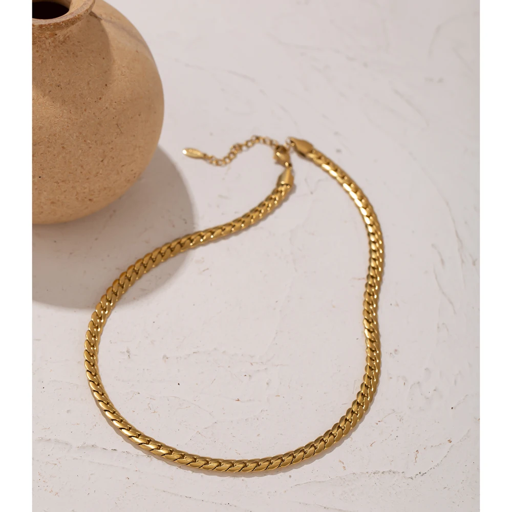 Statement Snake Chain Choker Necklace Stainless Steel Metal Texture Collar Waterproof Jewelry бижутерия для женщин snake necklace metal choker necklace women jewelry