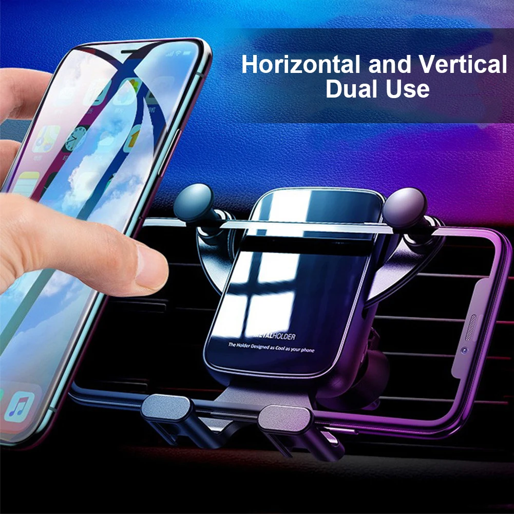 Stand Horizontal Vertical Phone Holder Adjustable Clip Portable Convenient Car Mount Hands Free Universal Gravity Bracket