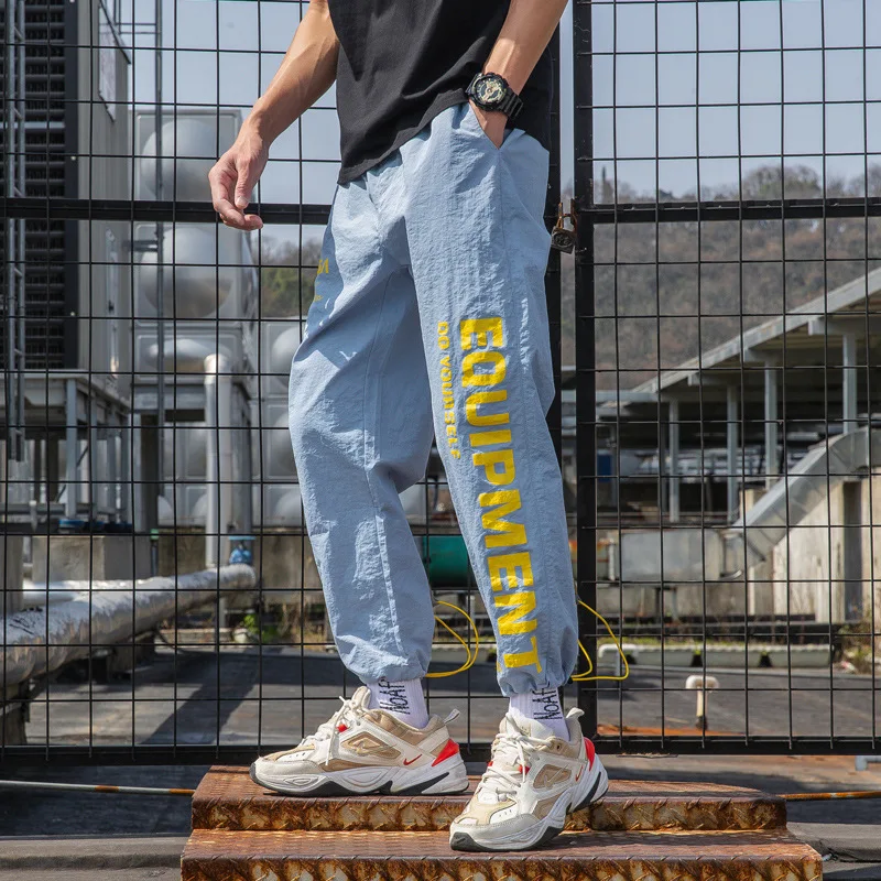 

Spring And Autumn Thin Men Medium Waist Skinny Embroidery Lettered 9 Pants Large Size Casual Trend Trousers