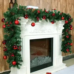 2,7 м Рождественское украшение для дома Новогодняя зеленая Рождественская гирлянда венок рождественские вечерние украшения из сосны