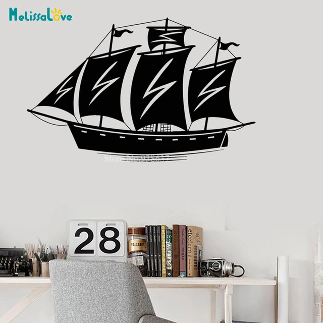 Big ship Decal Sticker Yacht Ocean Sea Romantic Living Room bedroom Decor Vinyl Wall Sticker BA947