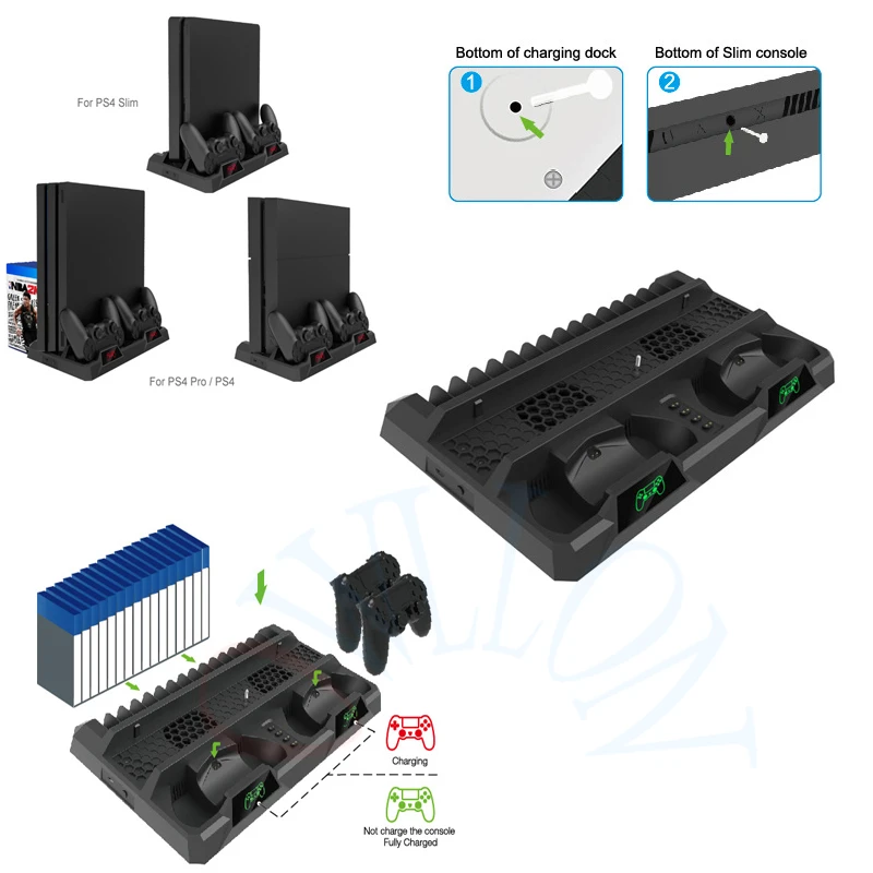 Новинка для PS4/Pro/тонкая консольная стойка контроллер охлаждающего вентилятора зарядное устройство зарядная док-станция для хранения игр для PS4 аксессуары