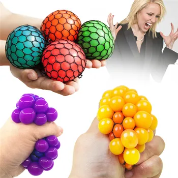 

Funny Release Pressure Stress Ball Squeeze Ball Hand Wrist Exercise Stress Grape Shape For Children Adult Antistress Slime Toys