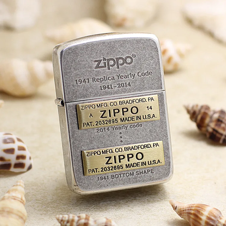 

Genuine Zippo oil lighter copper windproof Antique Silver label cigarette Kerosene lighters Gift With anti-counterfeiting code
