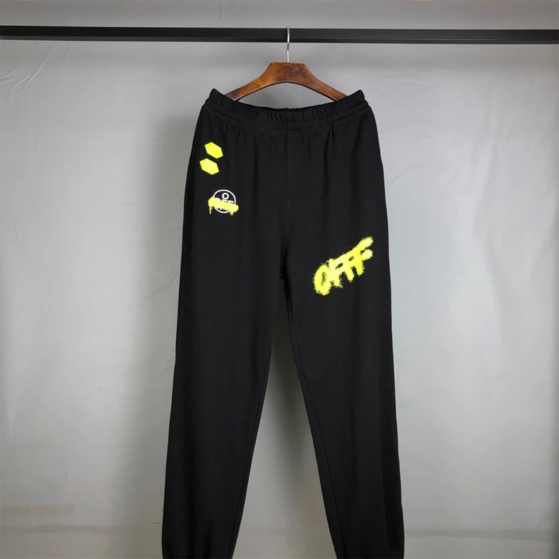 

NEW OFF-WHITE OW Yellow Arrow Feet Autumn Winter Models Casual Lady Men's Sweatpants Trousers Loose Male Couple Casual Pants