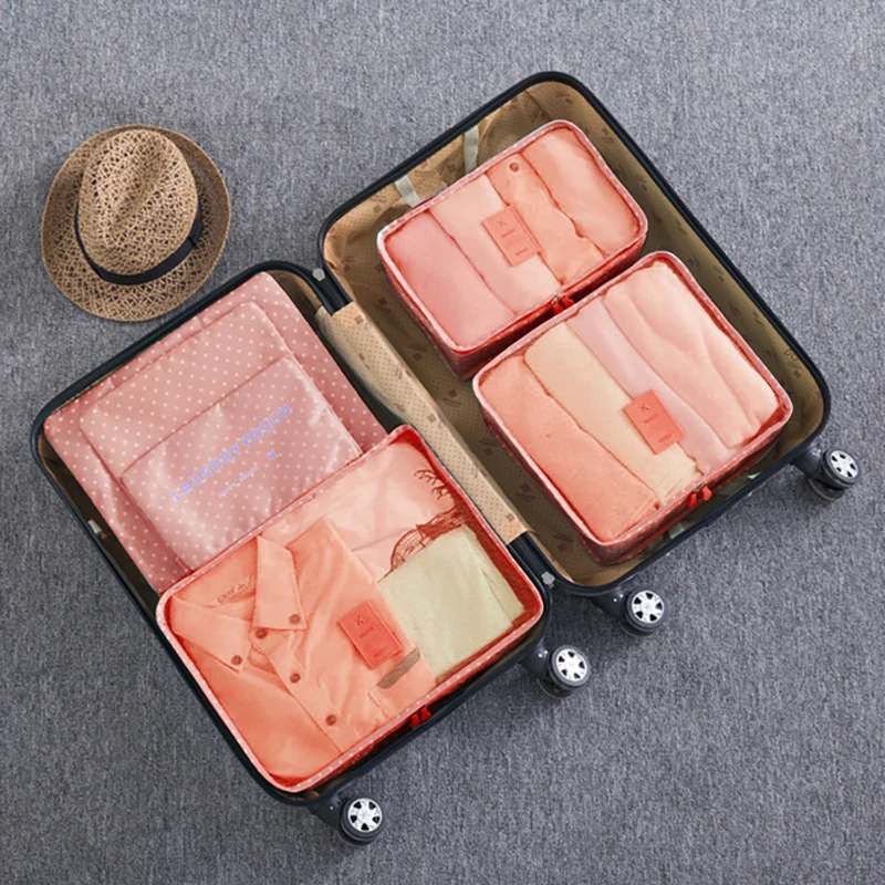 05 Orange 6 шт. органайзер для багажа, дорожная сумка для хранения, переносная сумка из ткани Оксфорд, органайзер для шкафа, сумки на молнии, дорожная Водонепроницаемая посылка - Цвет: 05 Orange