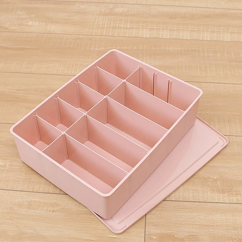Pink B Пластиковый ящик для хранения нижнего белья 10/15 Отдел шкаф ящик бюстгальтер носки шарфы Органайзер шкаф аксессуары для дома комнаты принадлежности - Цвет: Pink B