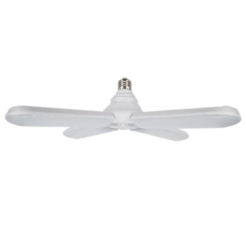 Top-E27 LED Bulb Foldable 4 Fan Blade Lights 60W LED Lamp Super Bright White 6500K for Indoor Home Ceiling Light 96-265V SMD2835