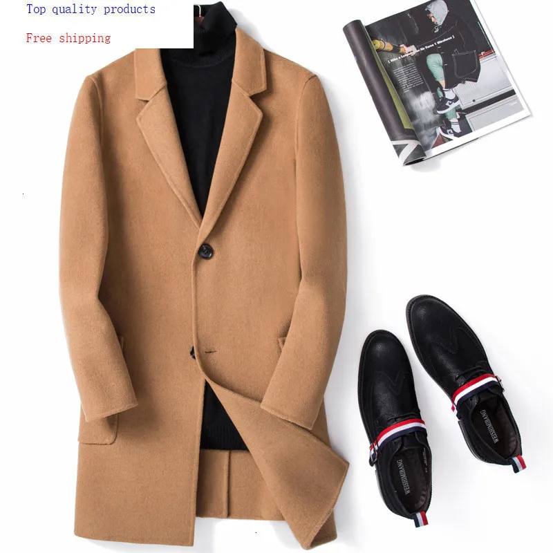 100% шерстяное пальто для мужчин весна осень длинная куртка двухстороннее