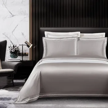 

Luxury 4pcs Duvet Cover set Bed Sheet Pillowcase 1000TC Egyptian Cotton Gold Grey Silky Soft Premium Bedding set Queen King size
