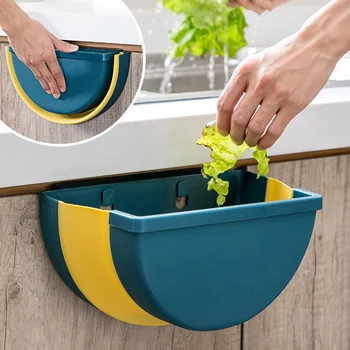 

Wall Mounted Folding Waste Bin Kitchen Cabinet Door Hanging Trash Bin Garbage Car Trash Can Wall Mounted Foldable Cleaning
