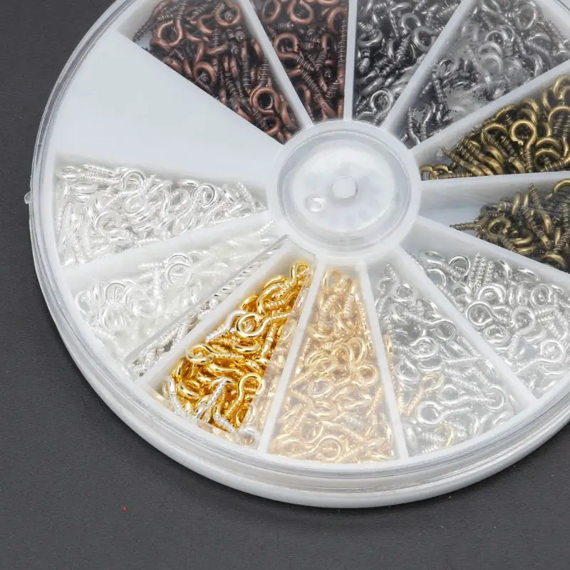 600Pcs 6 Colors Screw Eye Pins Eyelets Screw Threaded Hooks for Jewelry Making