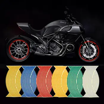

1set Universal 16 Strips Tire Wheel Reflective Sticker 18Inch Wheel Ring Waterproof Sticker Car Motorcycle Sticker Styling Wheel