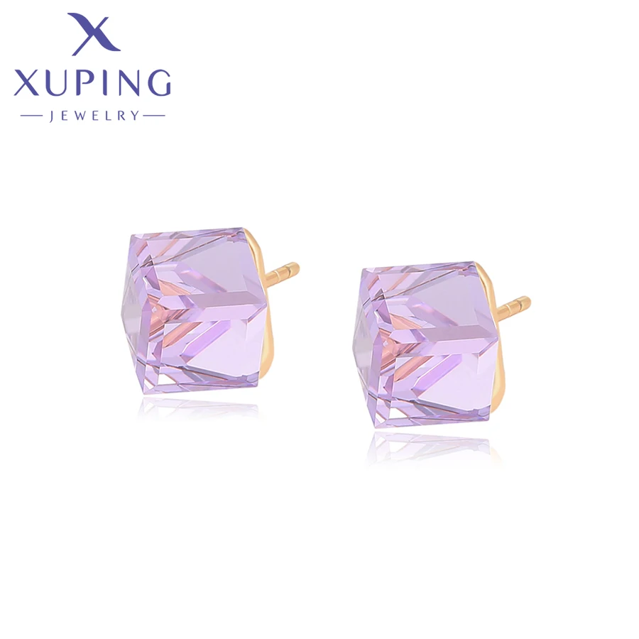Xuping Schmuck Elegante Quadratische Gold Farbe Einfache Sommer Verkauf Charme Kristall Stud Ohrringe für Frauen Geschenk ZBE243 – Detail 5