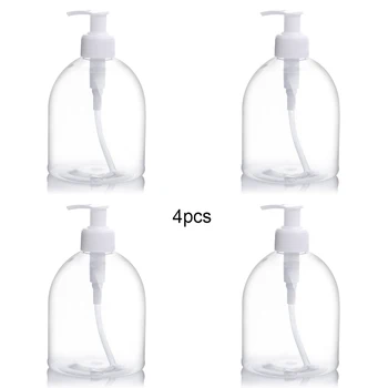 

500ml 4pcs/lot Large Capacity Clear Shampoo Empty Gel Container Pressed Pump Refillable Bottle Travel Soap Dispenser