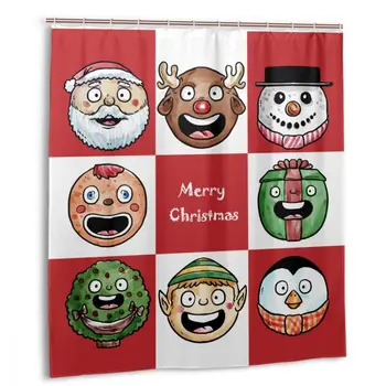 

CHARM HOME Christmas Friends Shower Curtain 66x72 In free hooks Customized Decorative Waterproof Polyester Bathroom Curtains
