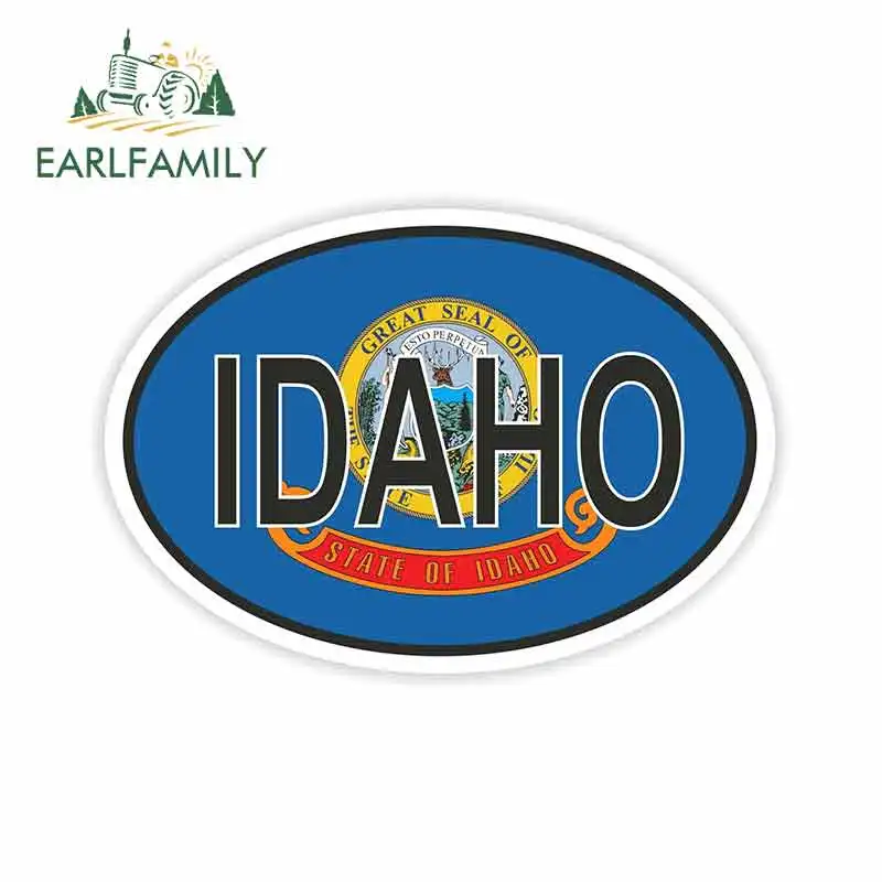 

EARLFAMILY 13cm x 8.8cm for Idaho State Oval with Flag Cartoon Funny Car Stickers Vinyl Helmet JDM RV VAN Accessories Graphics