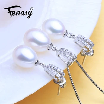 

FENASY Pearl Jewelry Sets For Women Classic Natural Pearl Pendant Necklace 925 Sterling Silver Long Earrings Fashion Jewerly