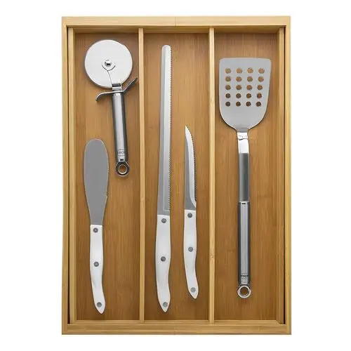 Расширяемый бамбуковый поднос для столовых приборов в стиле ретро|Коробки и