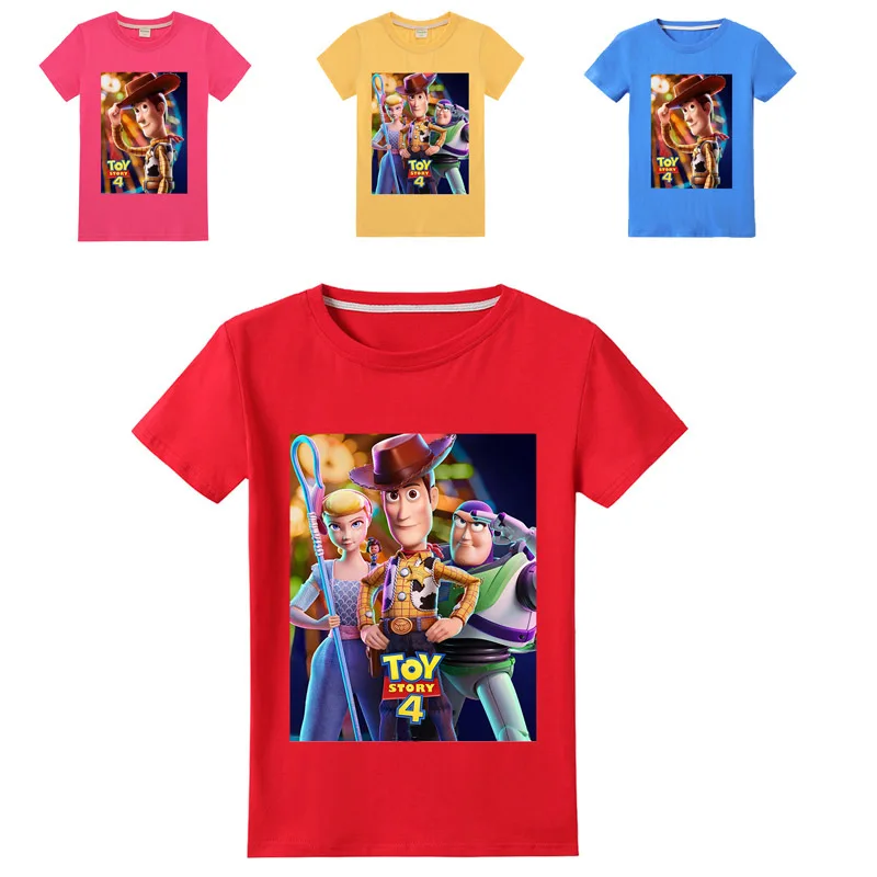 Summer Children'sToy Story 4 t shirt child Short Sleeve Cartoon Cotton boys girl tops for New product baby boy clothes4-14Y