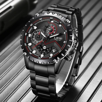 

LIGE New Men Watches Top Luxury Brand Fashion Sport Waterproof Chronograph Male Stainless Steel Wristwatch Men Relogio Masculino