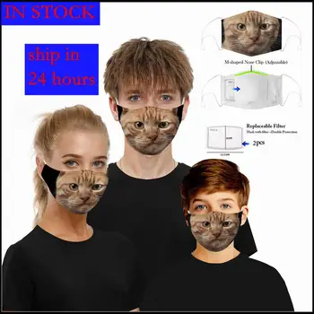 

1 Mask 2 Filters Cotton Face Masks Cartoon Face Reusable Fabric Anti Pollution Mask Party Mask Anti-Dust Mask