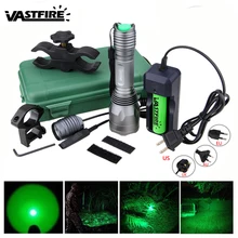 10000 люмен светодиодный тактический зеленый охотничий фонарь+ дистанционный переключатель давления+ аккумулятор 18650+ крепление для прицела+ зарядное устройство+ чехол