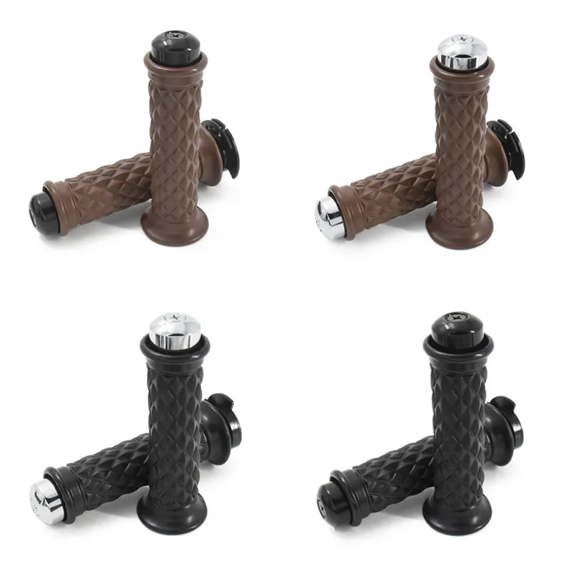 Poignées De Guidon Moto En Caoutchouc Et Aluminium - Antidérapantes, Pour Guidon 22-24 Mm