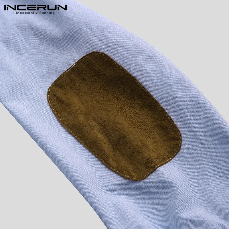 INCERUN Fashion Long Sleeve Shirt Men Social Business Lapel Button Patchwork Chic Street Casual Blouse Brand Shirts Men Harajuku