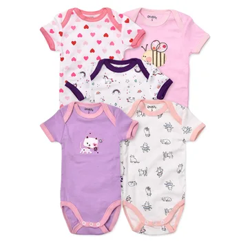 

Short Sleeve Triangle Romper 5 Piece Pack 5pcs Envelope Collar Baby Romper