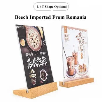 

A6 Table Tent Wood Acrylic Menu Paper Sign Holder Stand Price Ticket Holder Poster Picture Photo Frame For Christmas Advertising