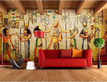 

CJSIR Custom Photo Wallpaper Bar KTV Personality Retro People Pharaoh of Egypt Pyramids 3D Wall Mural Wallpaper for Walls 3d