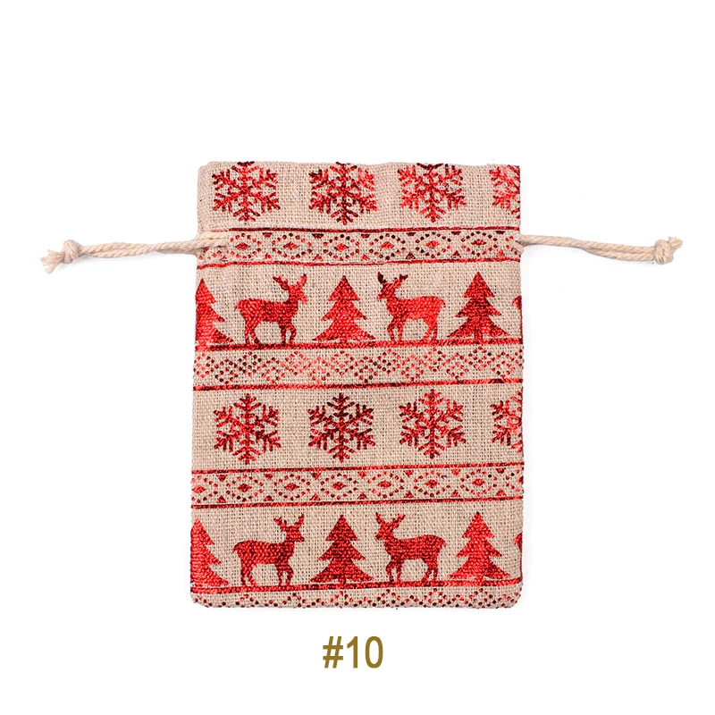 Christmas bag 010 Рождественская сумка для конфет, Экологичная, Брезентовая, Подарочная сумка, Санта, олень, лось, на год, Рождество, Nevidad, лучшие подарки для детей, вечерние, для мероприятий - Цвет: Christmas bag 010