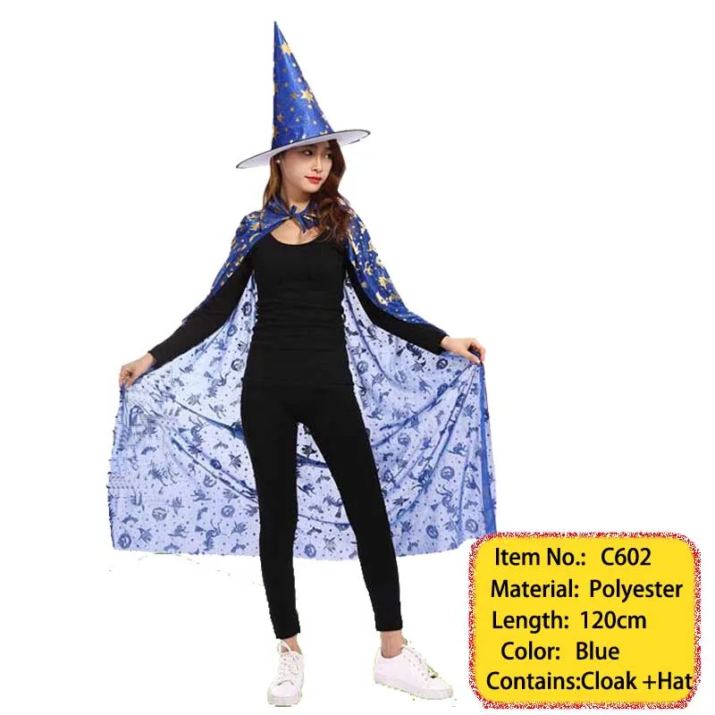 C602 Детский костюм на Хэллоуин для мальчиков и девочек, накидка на Хэллоуин с тыквой и шляпой - Цвет: C602