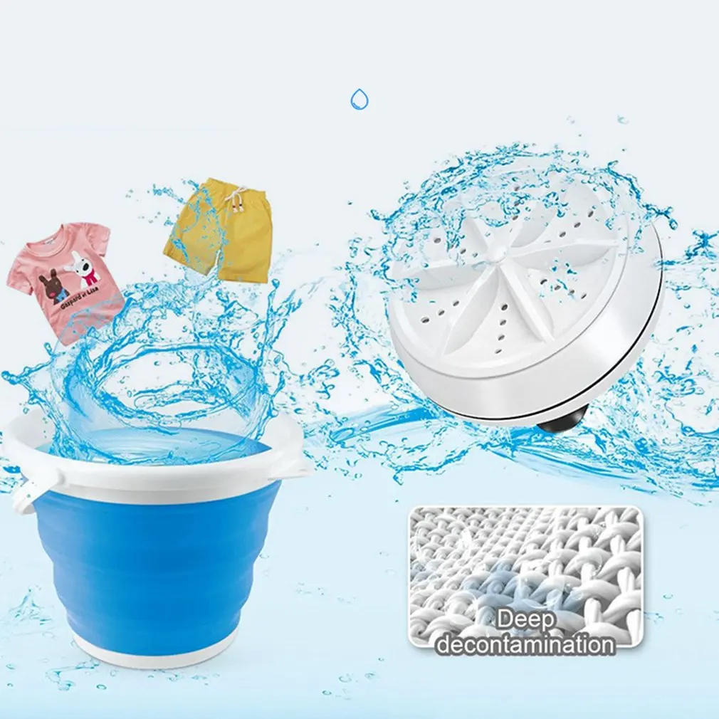 Ultrasonic Turbine Cleaning Machine Portable Folding Mini Turbine Laundry Washing Machine Household USB Washing