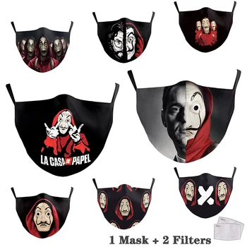 

PM2.5 Reusable Face Cotton Mask Money Heist Mask La Casa De Papel Print Face Masks Windproof Washable Reusable Facemask